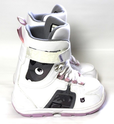 Burton Kids Snowboarding Boots White with Gray and Pink Size 6 Winter Sport Gear