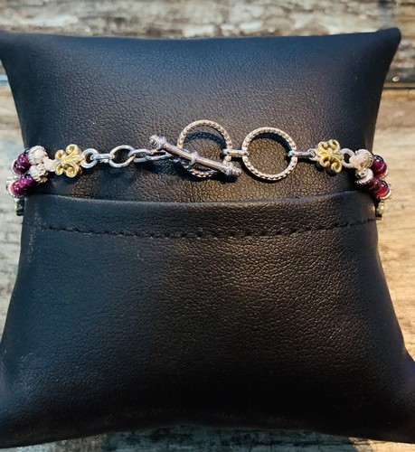 Gold Vermeil over Sterling Silver Leaf Bracelet, 8