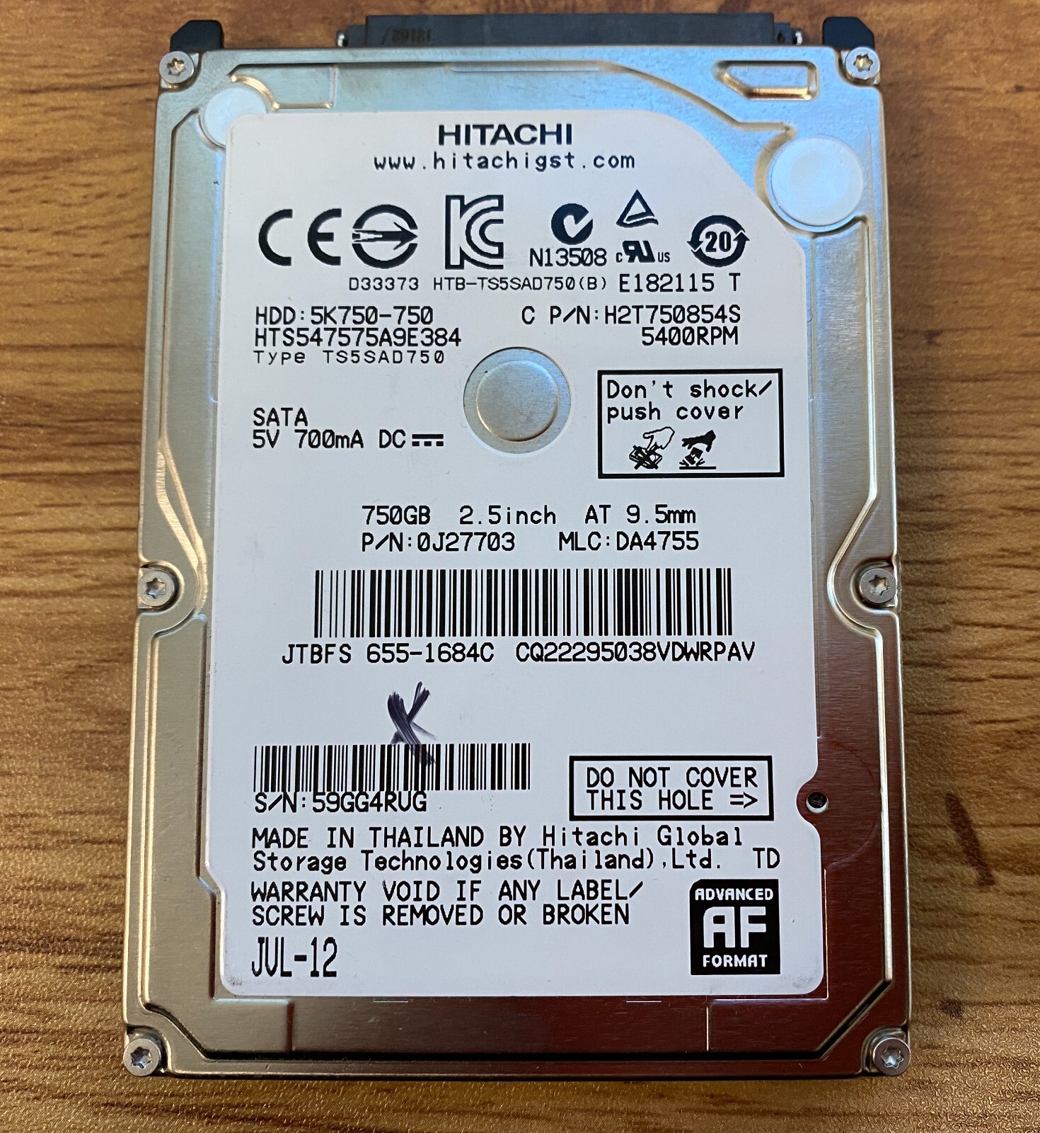 PCパーツ 2nd HDD 750GB 7200RPM Seagate Momentus XT ST750LX003 7.200rpm 750GB 2,5 in. Solid
