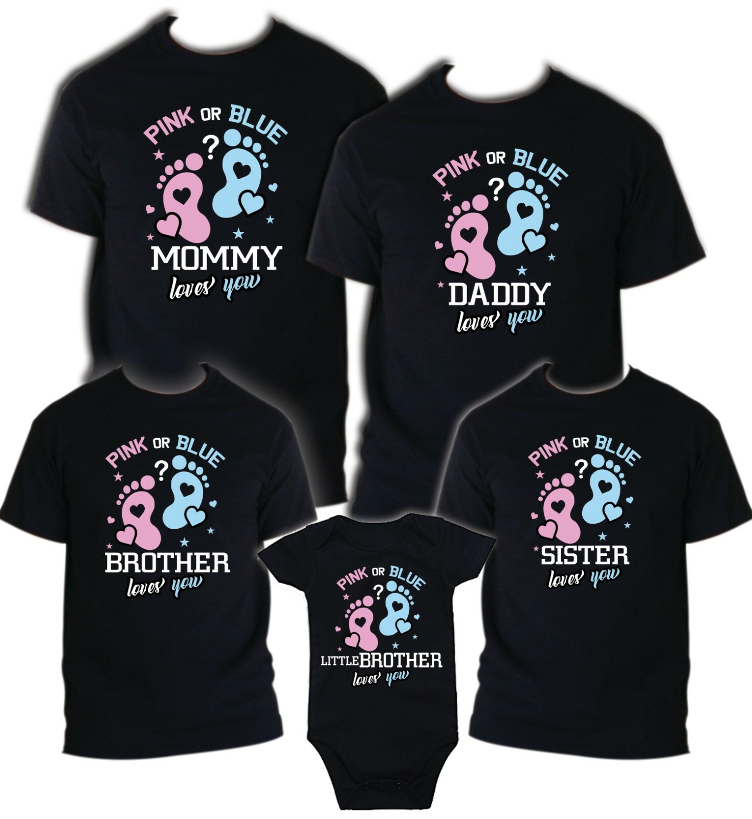 Gender Reveal | Pink Or Blue Mommy Loves You T-Shirts Family Gender Reveal | Pink Or Blue Mommy Loves You T-Shirts Family