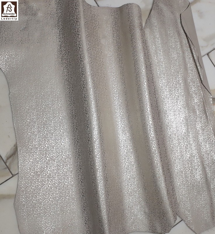 Leder Tip 38901-Qb, Lederreste, 1 Lederhaut 0,8mm, Perlmuttfarben Nappa, GeprÃ¤Gt