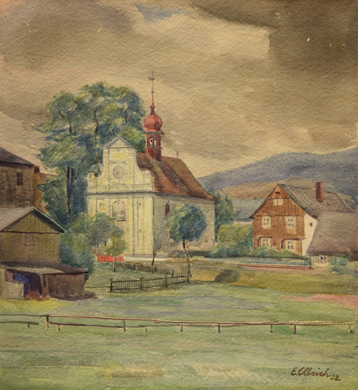 Ernst Olbrich 1889-1976 Chemnitz /Aquarell 1932 Johannesthal Liberec Reichenberg