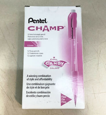 NEW Pentel Champ 12-PACK 0.5MM Automatic Pencil Rose AL15B Cool Candy Colors