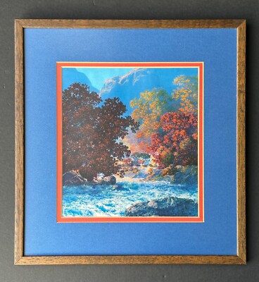 Misty Morn, Swift Water, MAXFIELD PARRISH Framed and Matted Vintage 1956 Print