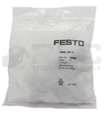 BAG OF 10 NEW FESTO QSML-M5-4 QUICK CONNECT PUSH-IN L-FITTING 153333