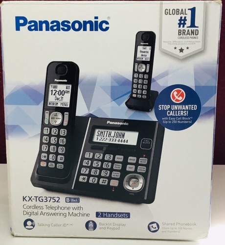 Panasonic DECT 6.0 2 Handsets Cordless Phone Digital Answering Machine System