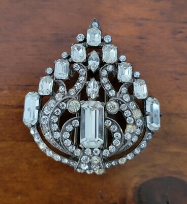 1940's Eisenberg Signed Sterling Silver Rhinestone Fur Clip ~ 1.5 OZ/42.6G