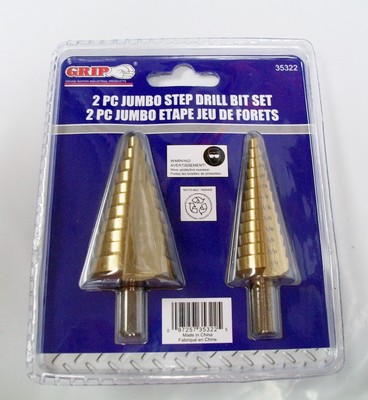 Jumbo Step Drill Bit, 2pc Set, 3/16