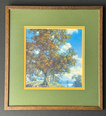 Peaceful Valley, Homestead, MAXFIELD PARRISH Framed and Matted Vintage Print