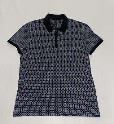 Express Floral Geo Luxe Pique Zip Polo Shirt Size Large