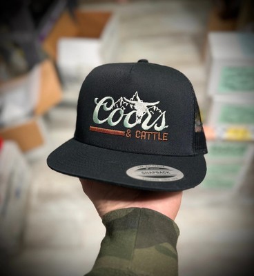 COORS AND CATTLE TRUCKER BLACK SNAPBACK CAP HAT NEW SUMMER ADULT BEER