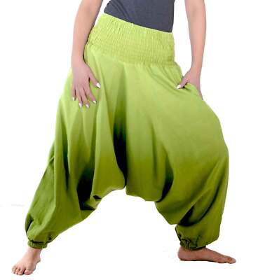 Damen HAREMSHOSE Orientalische Pluderhose Yoga Wellness Hose Baumwolle Goa Fair
