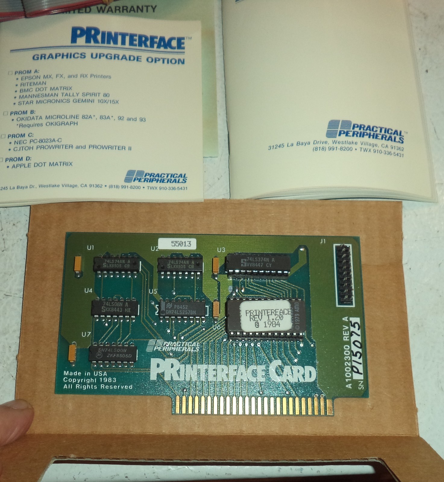 Vintage 1983 Apple Practical Peripherals PRinterface Card