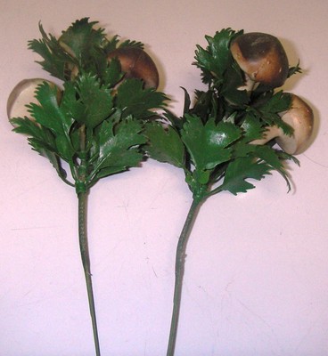 Vintage CRAFT 2 Floral Decor Pick  Mushrooms 6.5