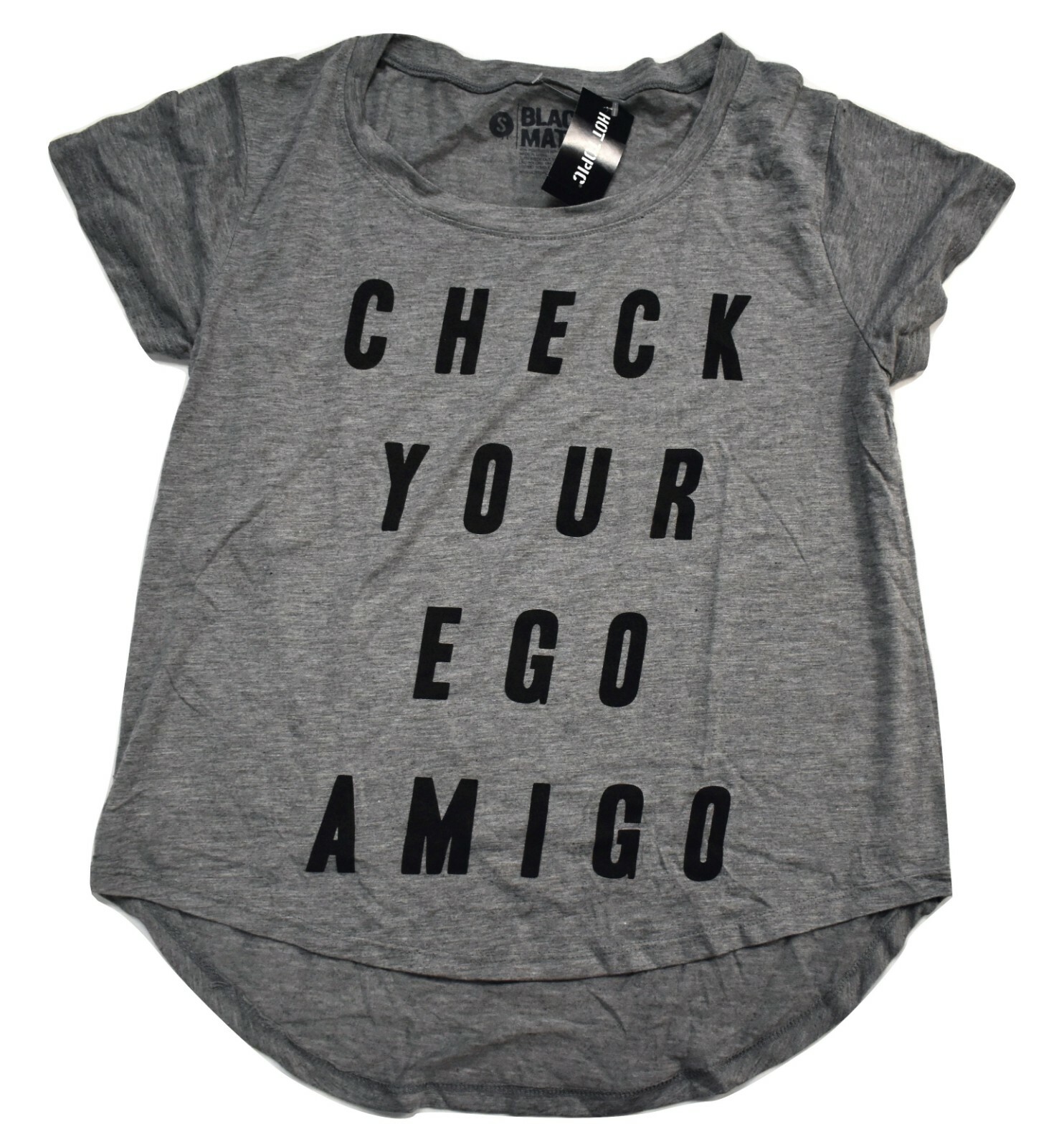 Black Matter Juniors Check Your Ego Amigo Funny Gray Shirt