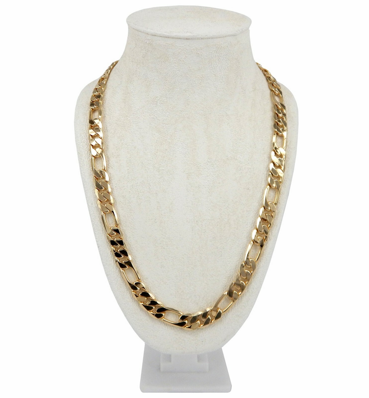 Men's 10mm Italian Figaro Link Chain Necklace 14k Gold
