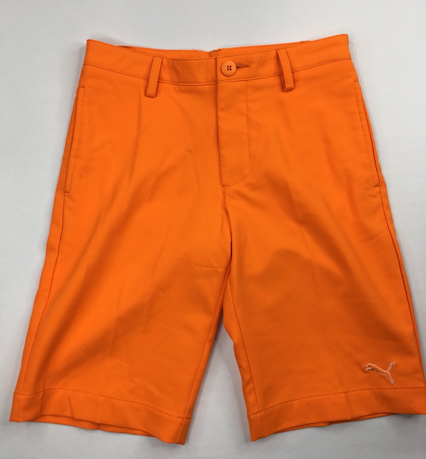 Puma Dry Cell Boys Size 10 Small Shorts Hybrid Flat-Front Neon Orange EUC 25