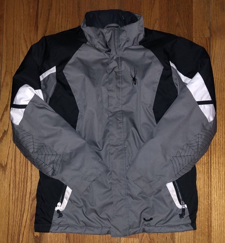 Spyder Kids Full Zip Gray And Black Ski Snowboarding Jacket Size 18