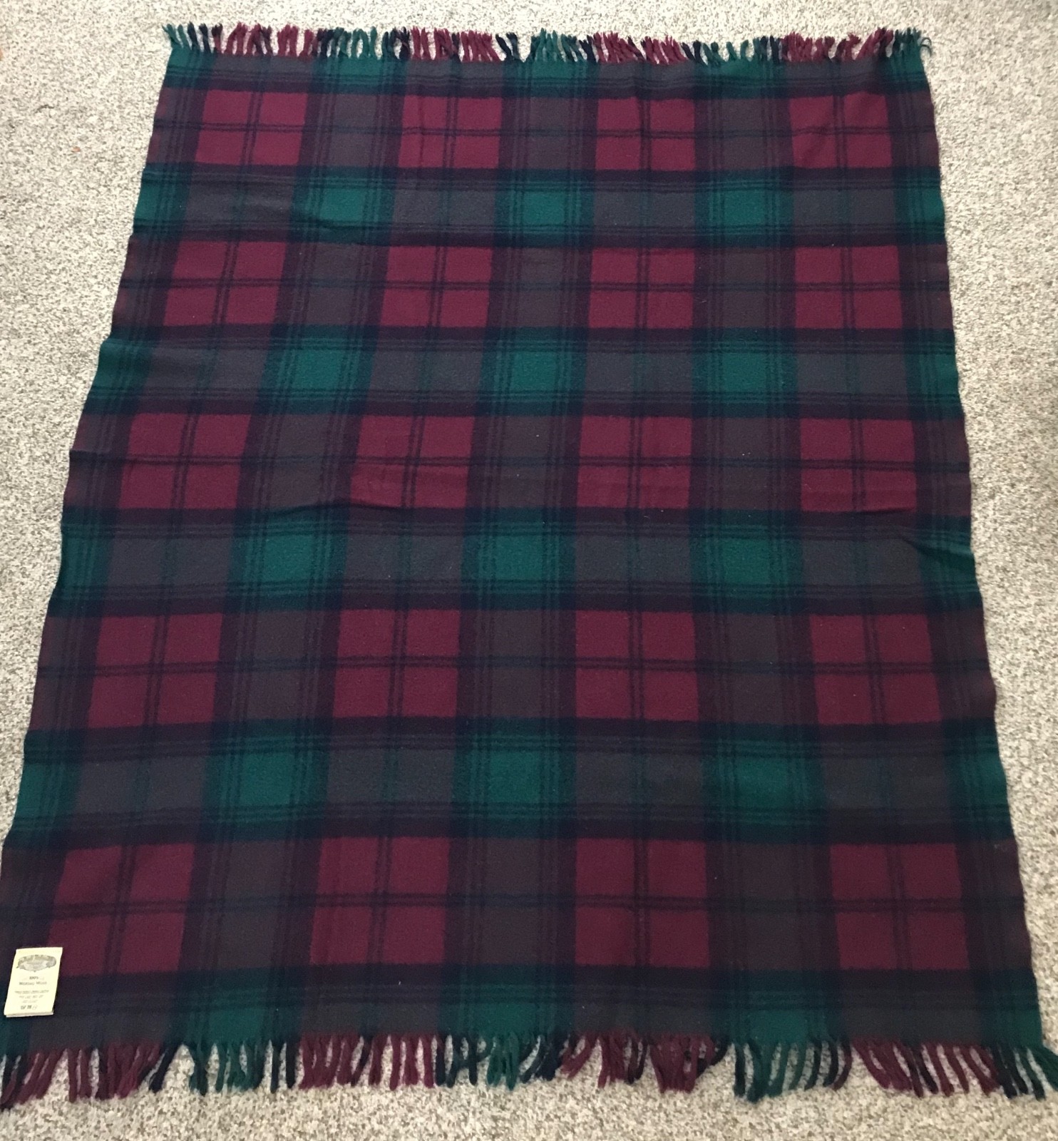 Faribault 100% Merino Wool Plaid Throw Stadium Blanket Vintage Camping 50x62
