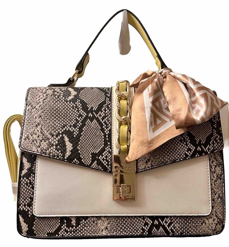 ALDO CAILLA CROSSBODY SATCHEL HANDBAG WITH SCARF BLACK &OFF