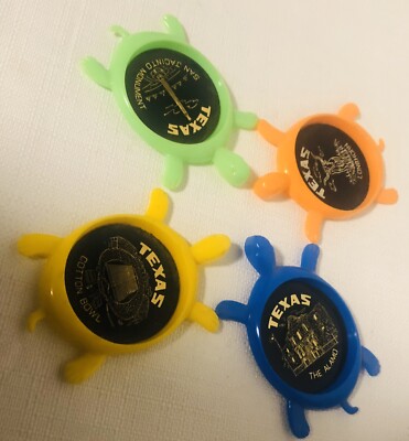Vintage Sea Turtle Texas Longhorn The Alamo Plastic Coasters Set Of 4 Souvenir