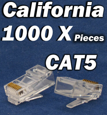 1000 Pcs RJ45 CAT5 CAT5E 8P8C Modular Network Cable LAN Connector End Plug LOT