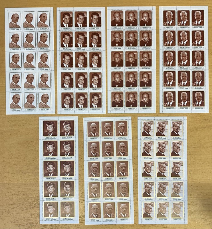 Ajman-1971-Ch De Gaulle-PersonnalitÃ©S-8 Feuilles Neuves DentelÃ©Es-Voir Scan