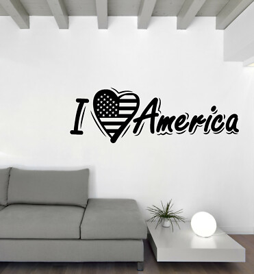 Patriot Vinyl Decal Wall Love USA Word Lettering Unique Gift Room Decor (n1231)