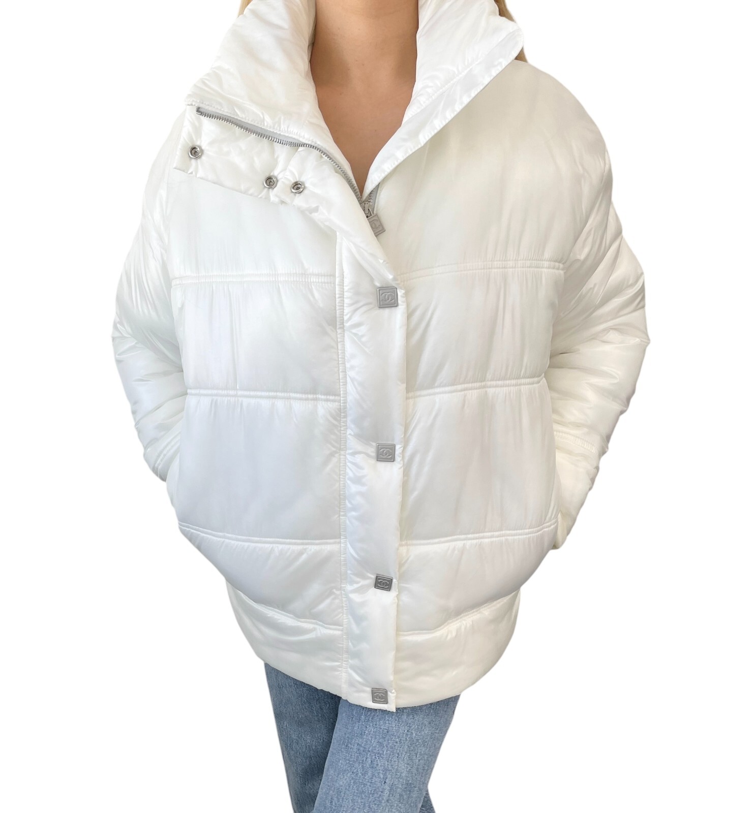 ジャケット・アウター chanel sport puffer jacket CHANEL Sport Vintage 03A CC Logo Puffer Jacket #38 Zip