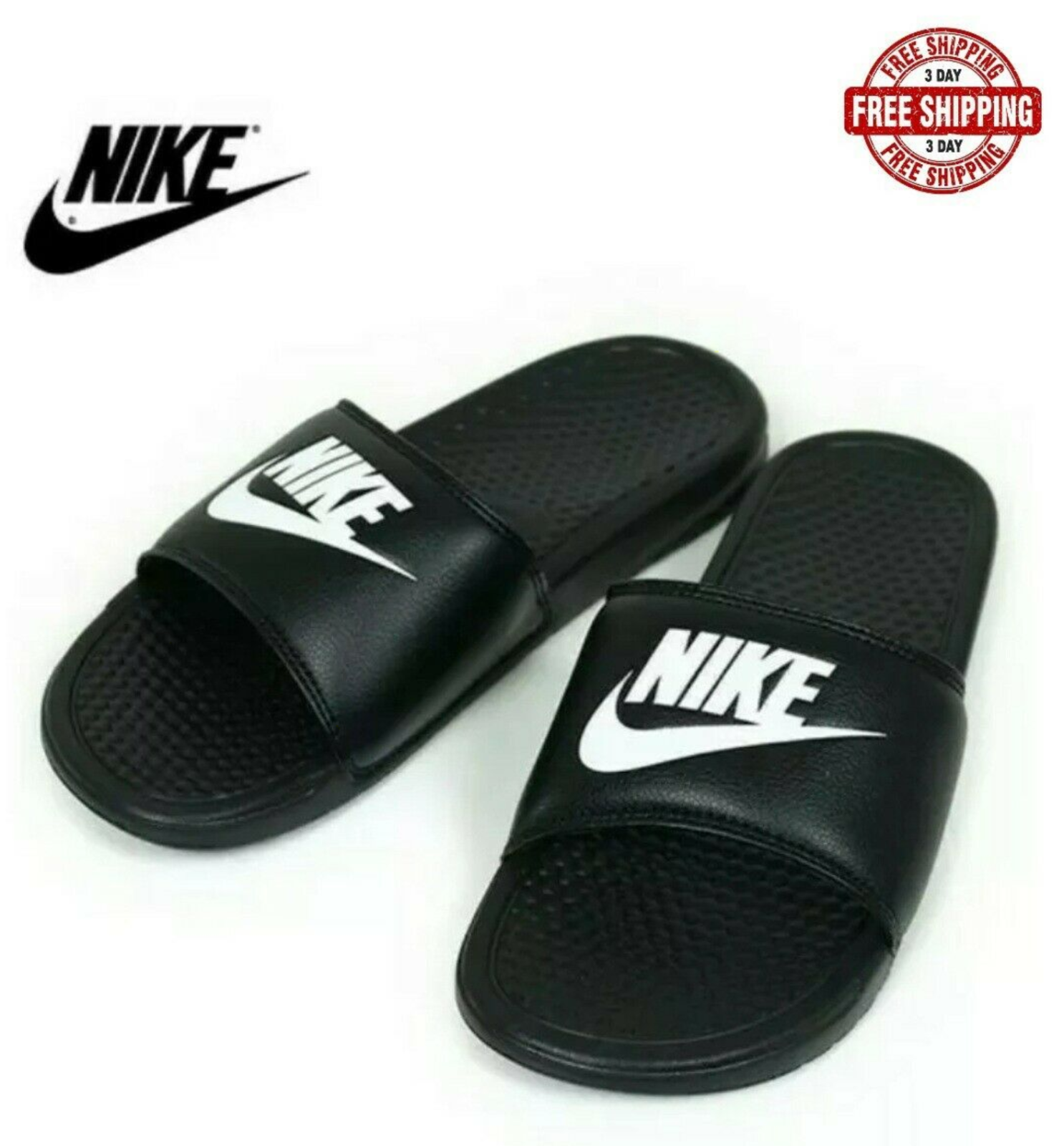 nike slippers all black