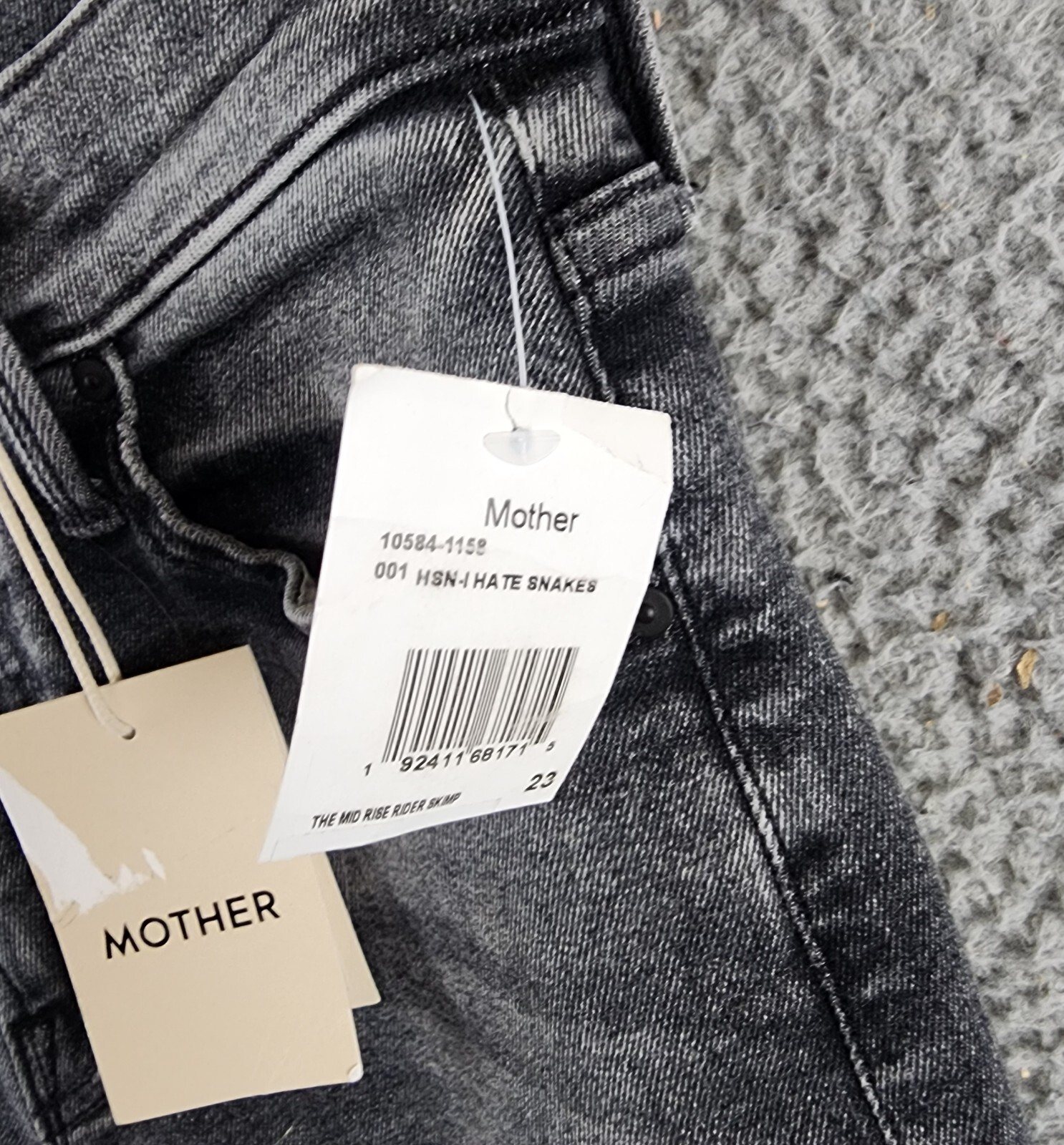 MOTHER The Mid Rise Rider Skimp Jeans Women's 23 I Hate Snakes Button Closure - Picture 6 of 16