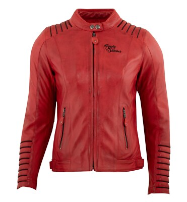 Motorrad Rusty Stitches Amanda Lederjacke Damen (rot/schwarz) Gr: 40