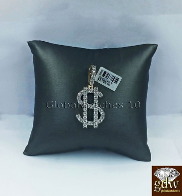 Pre-owned G&d Real 10k Yellow Gold Dollar Sign Money Charm Pendant Real Diamond In G-i