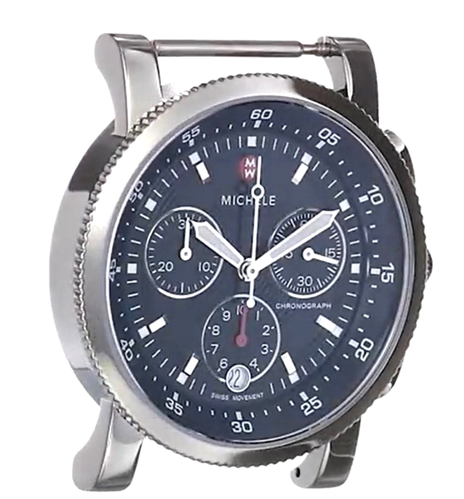 Pre-owned Michele Sport Sail Large Black Dial Stainless Steel Watch Mw01c00d9002 38mm