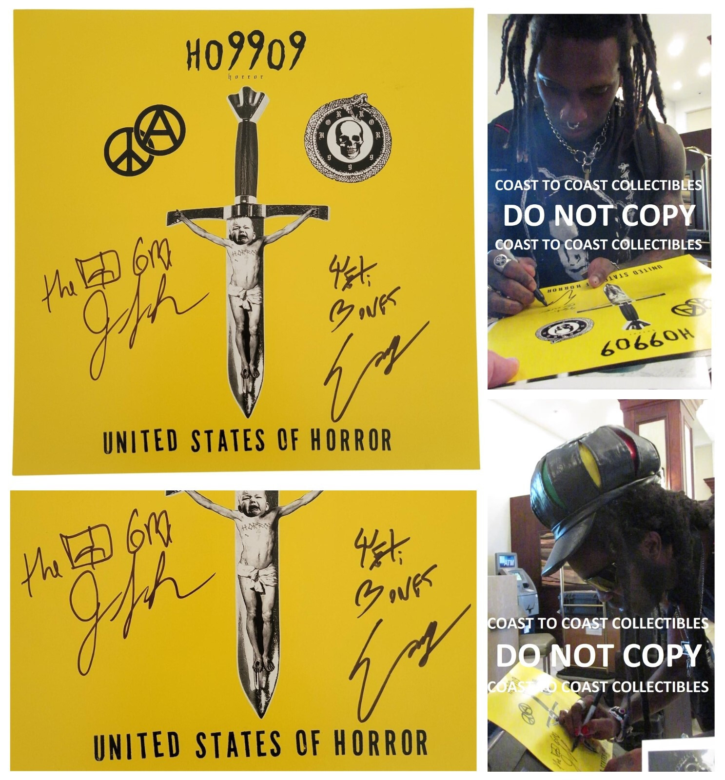 Ho99o9 Yeti Bone/Eaddy & The OGM signed 12x12 photo COA Proof HORROR autographed STAR Ho99o9 Yeti Bone/Eaddy & The OGM signed 12x12 photo COA Proof HORROR autographed STAR