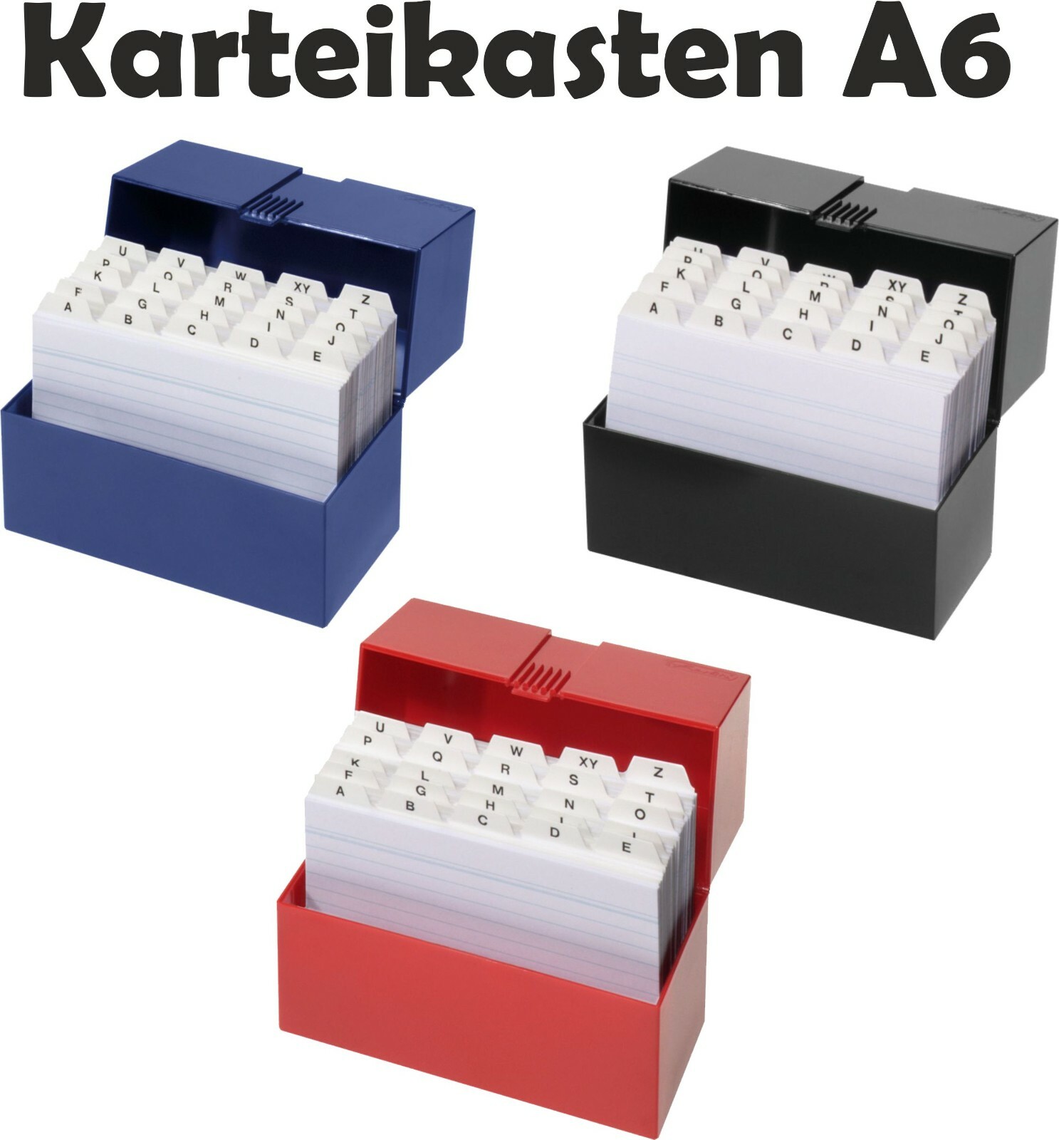 Herlitz Karteikasten Karteibox A6 mit 100 Karteikarten u. Karteiregister A-Z