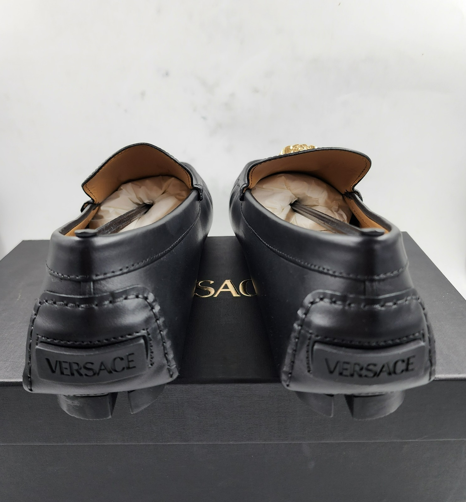 Versace La Medusa Driver Loafers Men's 45/12US Black/Gold Medusa Plaque Slip On - Picture 5 of 22