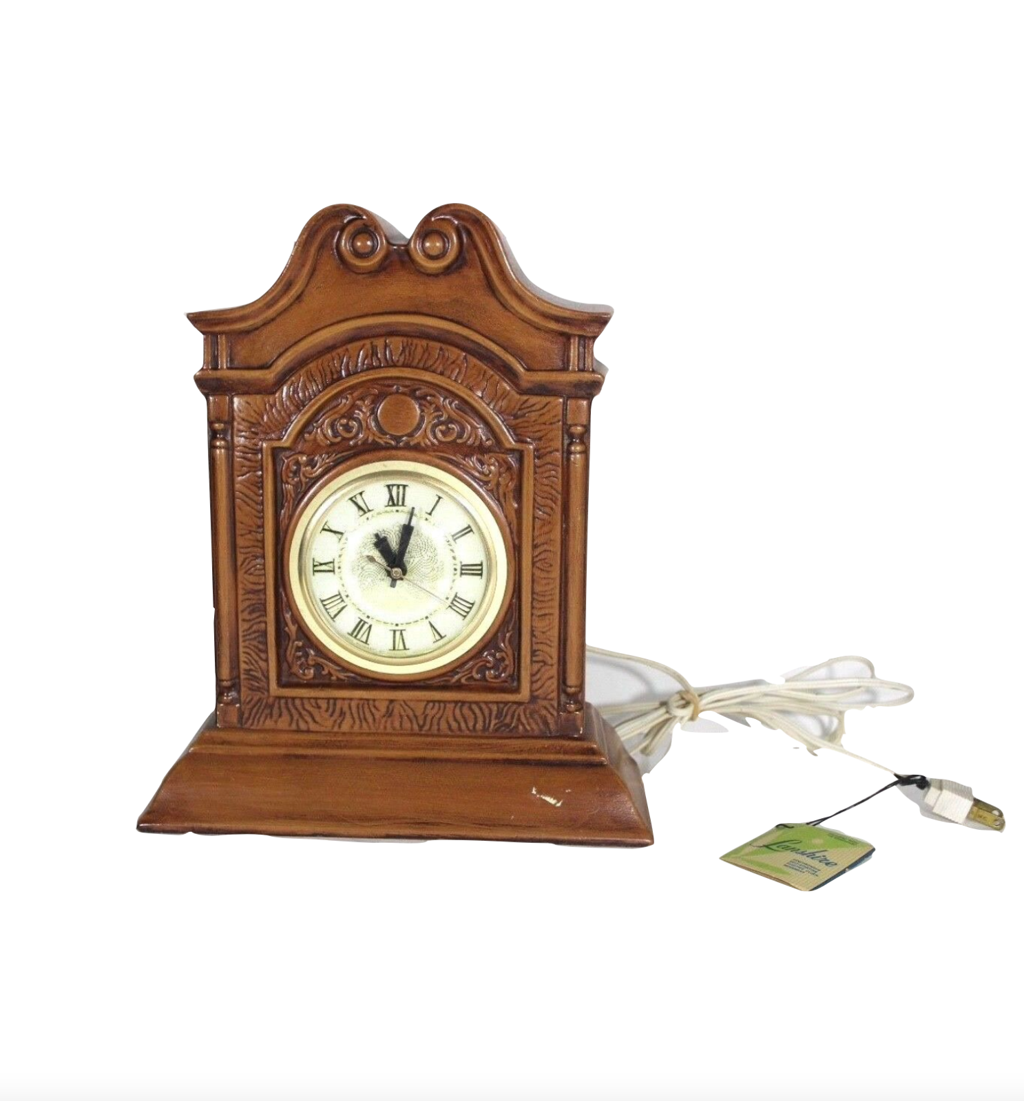 NOS Vintage 60s Mid Century Modern MCM Ceramic Electric Mantel Desk Clock Brown - Thumbnail 3