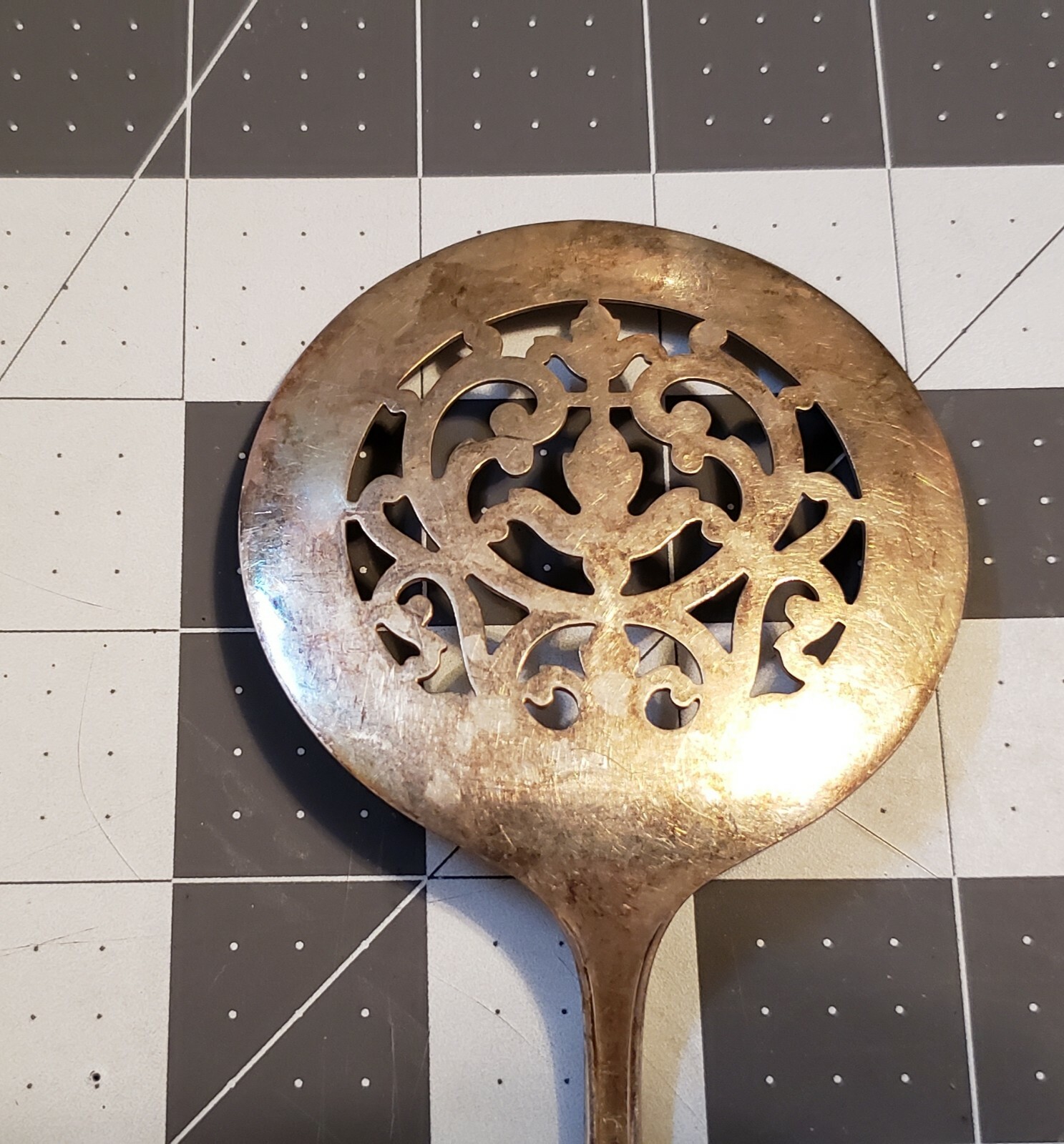 Vintage Community Plate Slotted Cranberry Spoon Server Flatware Silverware