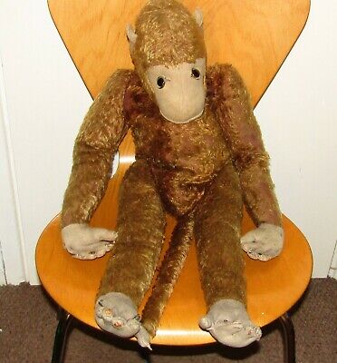 (#296) Schuco Monkey PJ Case, Golden Mohair with felt (Pick up  or post uk only)