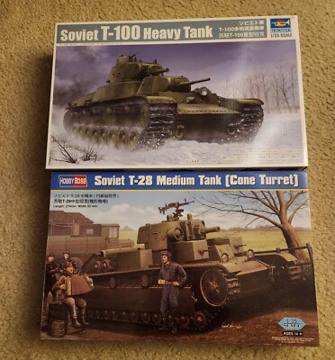 1/35 Soviet Lot Hobbyboss T-28 Cone Turret 83855 And Trumpeter T-100 09570
