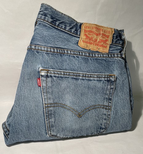 levis 501 jeans Used 36x34 Stone Washed Blue Jeans Have Cuts