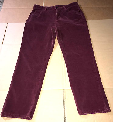 Basic Editions Womens STRETCH Corduroy Pants SZ 16 36 W 28 Inseam Purple  Berry