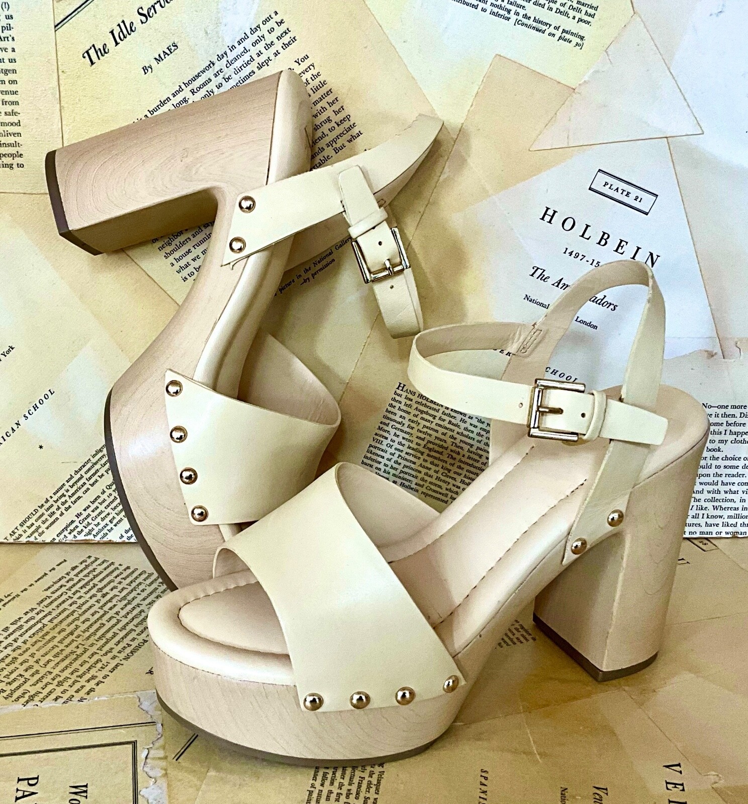 

Anthropologie Sarto Wally Heel Платформа Сандалии Деревянные сабо Бледно-желтый 39/9 НОВИНКА, Pale yellow, anthropologie