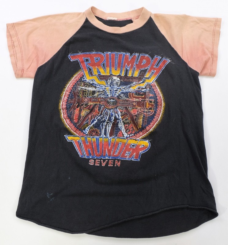 80年代ヴィンテージ TRIUMPH THUNDER SEVEN Tシャツ Rare VTG Triumph Thunder Seven Never Surrender Tour T Shirt