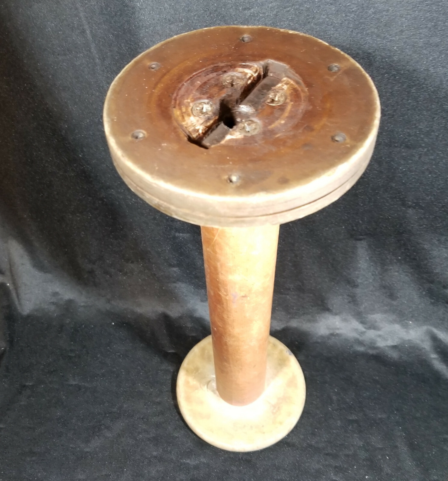 VINTAGE LARGE WOODEN INDUSTRIAL TEXTILE FACTORY SPOOL BOBBIN - 13