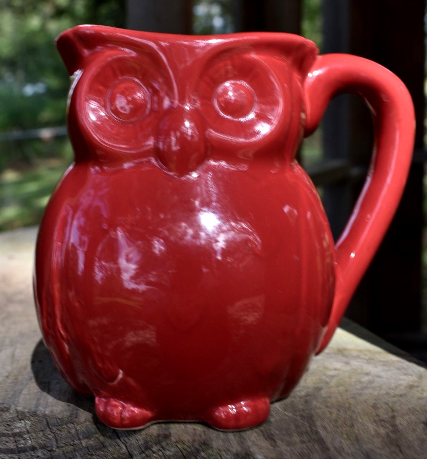 OWL shaped Pitcher brick Red color 5 1/4 inches tall