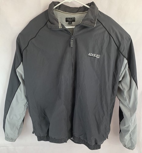 ADOLFO SPORT MENS LIGHTWEIGHT ZIP FRONT JACKET GREY LARGE