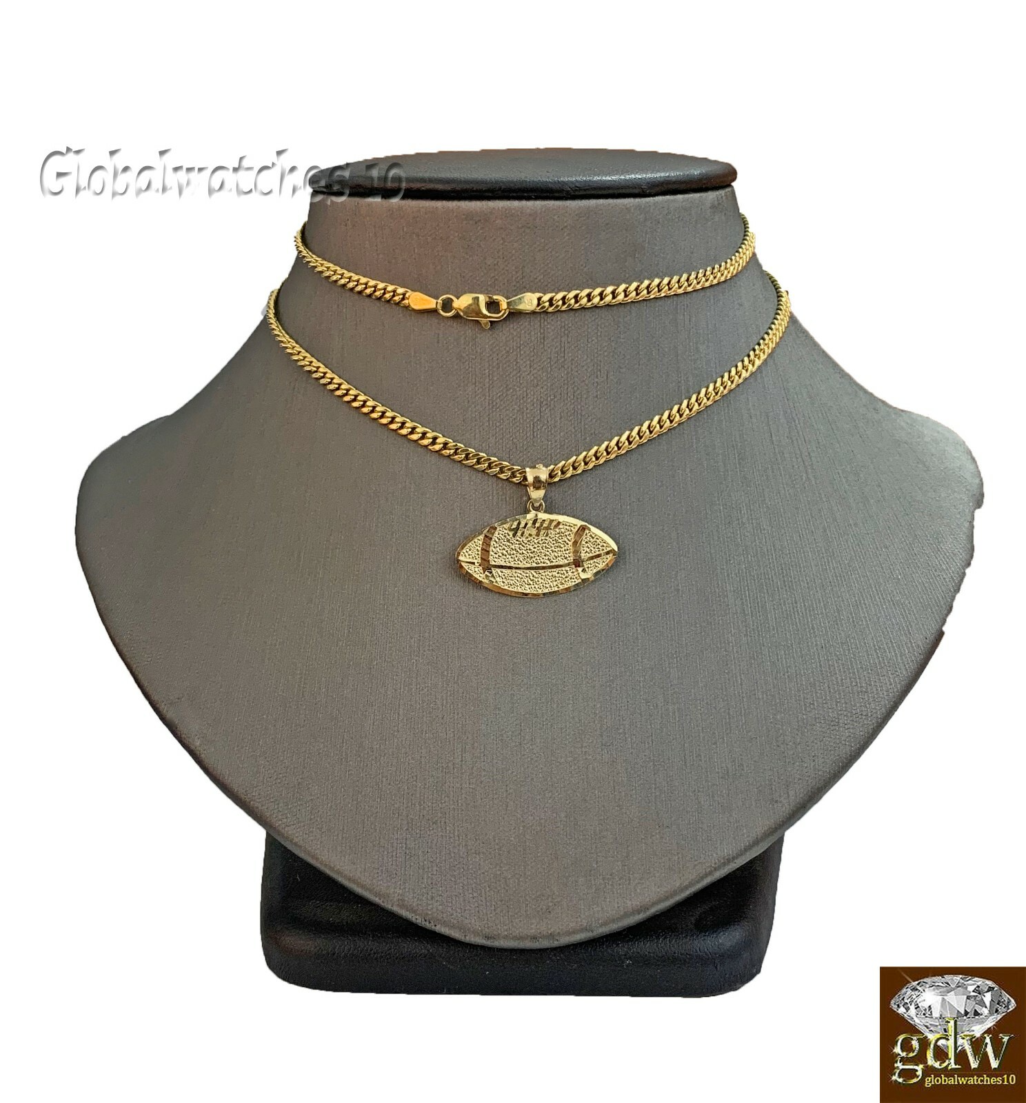 Pre-owned G&d 10k Gold Baseball Pendant With Miami Cuban Chain 22" 24" 26" 28" Real