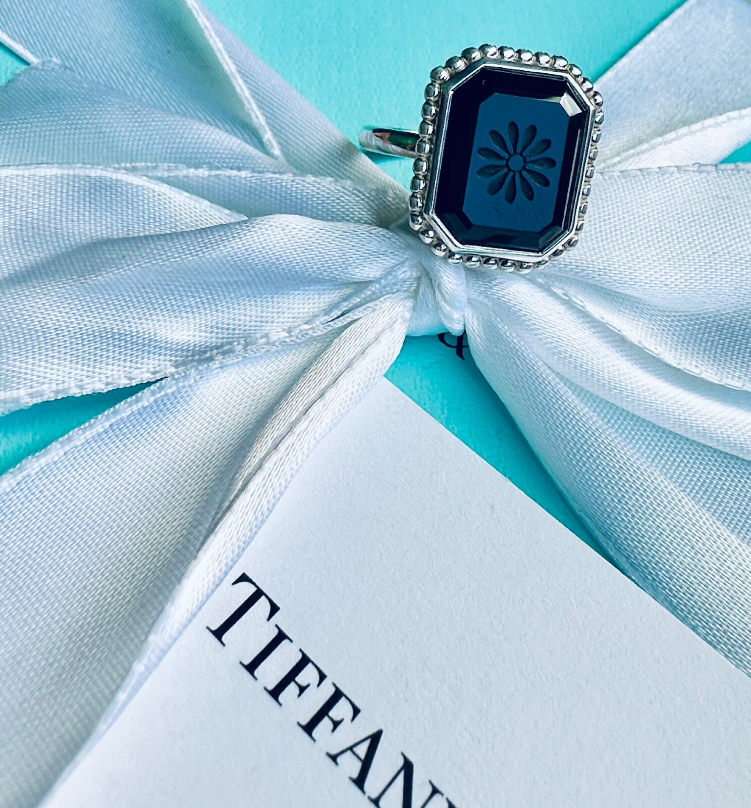 LARGE SIZE Tiffany & Co. 925 Silver Ziegfeld Black Onyx LARGE SIZE Tiffany & Co. 925 Silver Ziegfeld Black Onyx